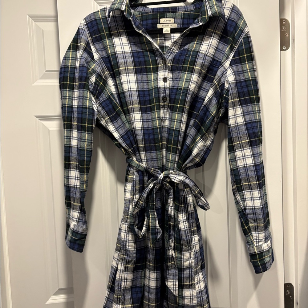LL Bean Plaid Signature Camp Flannel Shirt Dress